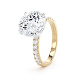 Goldsmiths 18ct Yellow Gold and Platinum 4.25cttw Round Lab Grown Diamond Set Shoulder Solitaire Engagement Ring - Ring Size F