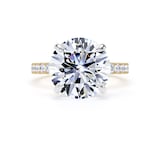 Goldsmiths 18ct Yellow Gold and Platinum 5.25cttw Round Lab Grown Diamond Set Shoulder Solitaire Engagement Ring - Ring Size Y.5