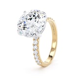 Goldsmiths 18ct Yellow Gold and Platinum 5.25cttw Round Lab Grown Diamond Set Shoulder Solitaire Engagement Ring - Ring Size Y.5
