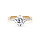 Goldsmiths 18ct Yellow Gold and Platinum Compass Set 1.70cttw Round Lab Grown Diamond Set Shoulder Solitaire Engagement Ring - Ring Size H.5