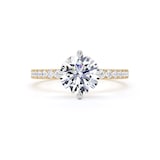 Goldsmiths 18ct Yellow Gold and Platinum Compass Set 1.70cttw Round Lab Grown Diamond Set Shoulder Solitaire Engagement Ring - Ring Size H.5