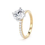 Goldsmiths 18ct Yellow Gold and Platinum Compass Set 2.20cttw Round Lab Grown Diamond Set Shoulder Solitaire Engagement Ring - Ring Size J.5