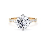 Goldsmiths 18ct Yellow Gold and Platinum Compass Set 2.70cttw Round Lab Grown Diamond Set Shoulder Solitaire Engagement Ring - Ring Size F
