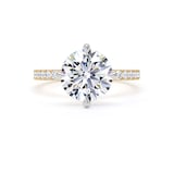 Goldsmiths 18ct Yellow Gold and Platinum Compass Set 2.70cttw Round Lab Grown Diamond Set Shoulder Solitaire Engagement Ring - Ring Size F