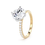 Goldsmiths 18ct Yellow Gold and Platinum Compass Set 2.70cttw Round Lab Grown Diamond Set Shoulder Solitaire Engagement Ring - Ring Size F