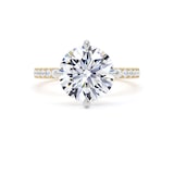 Goldsmiths 18ct Yellow Gold and Platinum Compass Set 3.25cttw Round Lab Grown Diamond Set Shoulder Solitaire Engagement Ring - Ring Size H