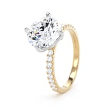 Goldsmiths 18ct Yellow Gold and Platinum Compass Set 3.25cttw Round Lab Grown Diamond Set Shoulder Solitaire Engagement Ring - Ring Size H