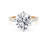 Goldsmiths 18ct Yellow Gold and Platinum Compass Set 4.25cttw Round Lab Grown Diamond Set Shoulder Solitaire Engagement Ring - Ring Size K.5