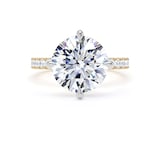 Goldsmiths 18ct Yellow Gold and Platinum Compass Set 4.25cttw Round Lab Grown Diamond Set Shoulder Solitaire Engagement Ring - Ring Size K.5