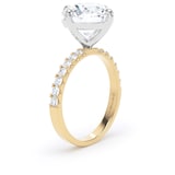 Goldsmiths 18ct Yellow Gold and Platinum Compass Set 4.25cttw Round Lab Grown Diamond Set Shoulder Solitaire Engagement Ring - Ring Size K.5