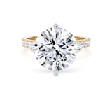 Goldsmiths 18ct Yellow Gold and Platinum Compass Set 5.25cttw Round Lab Grown Diamond Set Shoulder Solitaire Engagement Ring - Ring Size O.5