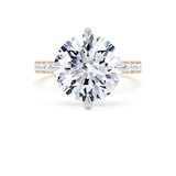 Goldsmiths 18ct Yellow Gold and Platinum Compass Set 5.25cttw Round Lab Grown Diamond Set Shoulder Solitaire Engagement Ring - Ring Size O.5