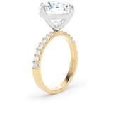 Goldsmiths 18ct Yellow Gold and Platinum Compass Set 5.25cttw Round Lab Grown Diamond Set Shoulder Solitaire Engagement Ring - Ring Size O.5