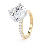 Goldsmiths 18ct Yellow Gold and Platinum Compass Set 5.25cttw Round Lab Grown Diamond Set Shoulder Solitaire Engagement Ring - Ring Size O.5