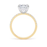 Goldsmiths 18ct Yellow Gold and Platinum 3.25cttw Oval Lab Grown Diamond Set Shoulder Solitaire Engagement Ring - Ring Size F.5