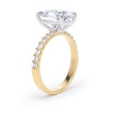 Goldsmiths 18ct Yellow Gold and Platinum 3.25cttw Oval Lab Grown Diamond Set Shoulder Solitaire Engagement Ring - Ring Size F.5