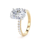 Goldsmiths 18ct Yellow Gold and Platinum 3.25cttw Oval Lab Grown Diamond Set Shoulder Solitaire Engagement Ring - Ring Size F.5