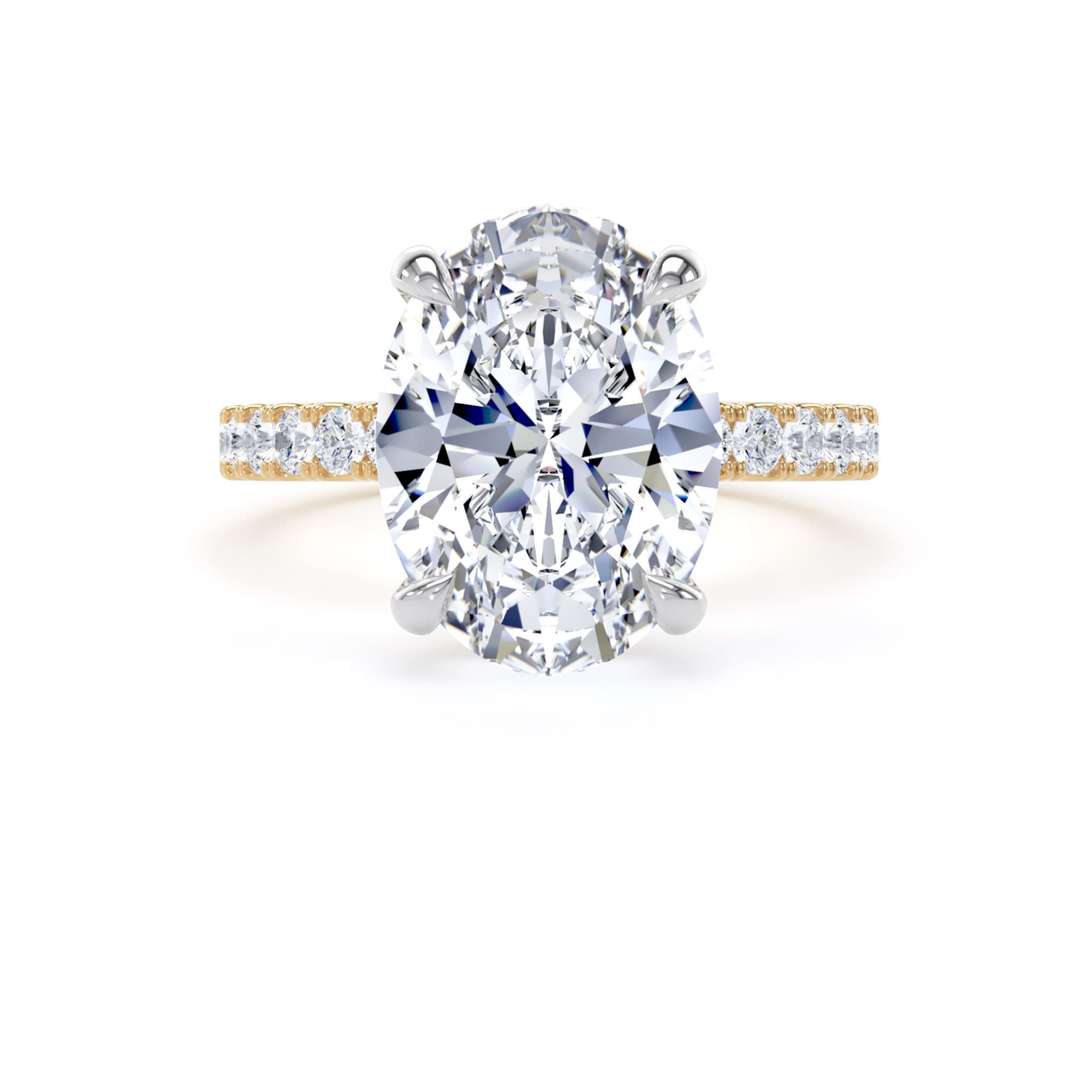 Goldsmiths 18ct Yellow Gold and Platinum 4.25cttw Oval Lab Grown Diamond Set Shoulder Solitaire Engagement Ring - Ring Size H Goldsmiths 18ct Yellow Gold and Platinum 4.25cttw Oval Lab Grown Diamond Set Shoulder Solitaire Engagement Ring - Ring Size H