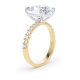 Goldsmiths 18ct Yellow Gold and Platinum 4.25cttw Oval Lab Grown Diamond Set Shoulder Solitaire Engagement Ring - Ring Size F.5