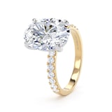 Goldsmiths 18ct Yellow Gold and Platinum 4.25cttw Oval Lab Grown Diamond Set Shoulder Solitaire Engagement Ring - Ring Size F.5