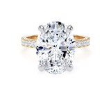 Goldsmiths 18ct Yellow Gold and Platinum 5.25cttw Oval Lab Grown Diamond Set Shoulder Solitaire Engagement Ring - Ring Size S.5
