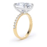 Goldsmiths 18ct Yellow Gold and Platinum 5.25cttw Oval Lab Grown Diamond Set Shoulder Solitaire Engagement Ring - Ring Size S.5