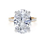 Goldsmiths 18ct Yellow Gold and Platinum 7.25cttw Oval Lab Grown Diamond Set Shoulder Solitaire Engagement Ring - Ring Size H