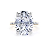 Goldsmiths 18ct Yellow Gold and Platinum 7.25cttw Oval Lab Grown Diamond Set Shoulder Solitaire Engagement Ring - Ring Size H