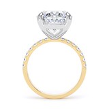 Goldsmiths 18ct Yellow Gold and Platinum 7.25cttw Oval Lab Grown Diamond Set Shoulder Solitaire Engagement Ring - Ring Size H
