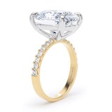 Goldsmiths 18ct Yellow Gold and Platinum 7.25cttw Oval Lab Grown Diamond Set Shoulder Solitaire Engagement Ring - Ring Size H