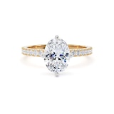 Goldsmiths 18ct Yellow Gold and Platinum Compass Set 1.70cttw Oval Lab Grown Diamond Set Shoulder Solitaire Engagement Ring - Ring Size L.5