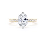 Goldsmiths 18ct Yellow Gold and Platinum Compass Set 1.70cttw Oval Lab Grown Diamond Set Shoulder Solitaire Engagement Ring - Ring Size L.5