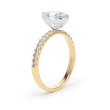 Goldsmiths 18ct Yellow Gold and Platinum Compass Set 1.70cttw Oval Lab Grown Diamond Set Shoulder Solitaire Engagement Ring - Ring Size L.5