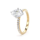 Goldsmiths 18ct Yellow Gold and Platinum Compass Set 1.70cttw Oval Lab Grown Diamond Set Shoulder Solitaire Engagement Ring - Ring Size L.5