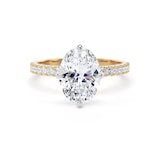 Goldsmiths 18ct Yellow Gold and Platinum Compass Set 2.20cttw Oval Lab Grown Diamond Set Shoulder Solitaire Engagement Ring - Ring Size F
