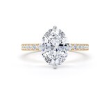 Goldsmiths 18ct Yellow Gold and Platinum Compass Set 2.20cttw Oval Lab Grown Diamond Set Shoulder Solitaire Engagement Ring - Ring Size F