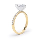 Goldsmiths 18ct Yellow Gold and Platinum Compass Set 2.20cttw Oval Lab Grown Diamond Set Shoulder Solitaire Engagement Ring - Ring Size F