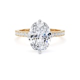 Goldsmiths 18ct Yellow Gold and Platinum Compass Set 2.70cttw Oval Lab Grown Diamond Set Shoulder Solitaire Engagement Ring - Ring Size L.5