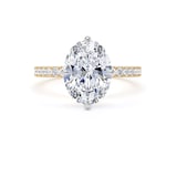 Goldsmiths 18ct Yellow Gold and Platinum Compass Set 2.70cttw Oval Lab Grown Diamond Set Shoulder Solitaire Engagement Ring - Ring Size L.5