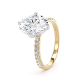 Goldsmiths 18ct Yellow Gold and Platinum Compass Set 2.70cttw Oval Lab Grown Diamond Set Shoulder Solitaire Engagement Ring - Ring Size L.5