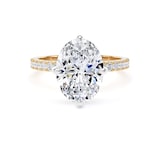 Goldsmiths 18ct Yellow Gold and Platinum Compass Set 3.25cttw Oval Lab Grown Diamond Set Shoulder Solitaire Engagement Ring - Ring Size U