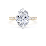 Goldsmiths 18ct Yellow Gold and Platinum Compass Set 3.25cttw Oval Lab Grown Diamond Set Shoulder Solitaire Engagement Ring - Ring Size U