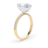 Goldsmiths 18ct Yellow Gold and Platinum Compass Set 3.25cttw Oval Lab Grown Diamond Set Shoulder Solitaire Engagement Ring - Ring Size U
