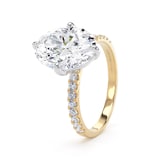 Goldsmiths 18ct Yellow Gold and Platinum Compass Set 3.25cttw Oval Lab Grown Diamond Set Shoulder Solitaire Engagement Ring - Ring Size U