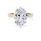 Goldsmiths 18ct Yellow Gold and Platinum Compass Set 4.25cttw Oval Lab Grown Diamond Set Shoulder Solitaire Engagement Ring - Ring Size Y