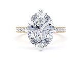 Goldsmiths 18ct Yellow Gold and Platinum Compass Set 4.25cttw Oval Lab Grown Diamond Set Shoulder Solitaire Engagement Ring - Ring Size Y