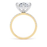 Goldsmiths 18ct Yellow Gold and Platinum Compass Set 4.25cttw Oval Lab Grown Diamond Set Shoulder Solitaire Engagement Ring - Ring Size Y