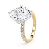 Goldsmiths 18ct Yellow Gold and Platinum Compass Set 4.25cttw Oval Lab Grown Diamond Set Shoulder Solitaire Engagement Ring - Ring Size Y