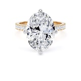 Goldsmiths 18ct Yellow Gold and Platinum Compass Set 5.25cttw Oval Lab Grown Diamond Set Shoulder Solitaire Engagement Ring - Ring Size U