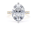 Goldsmiths 18ct Yellow Gold and Platinum Compass Set 5.25cttw Oval Lab Grown Diamond Set Shoulder Solitaire Engagement Ring - Ring Size U